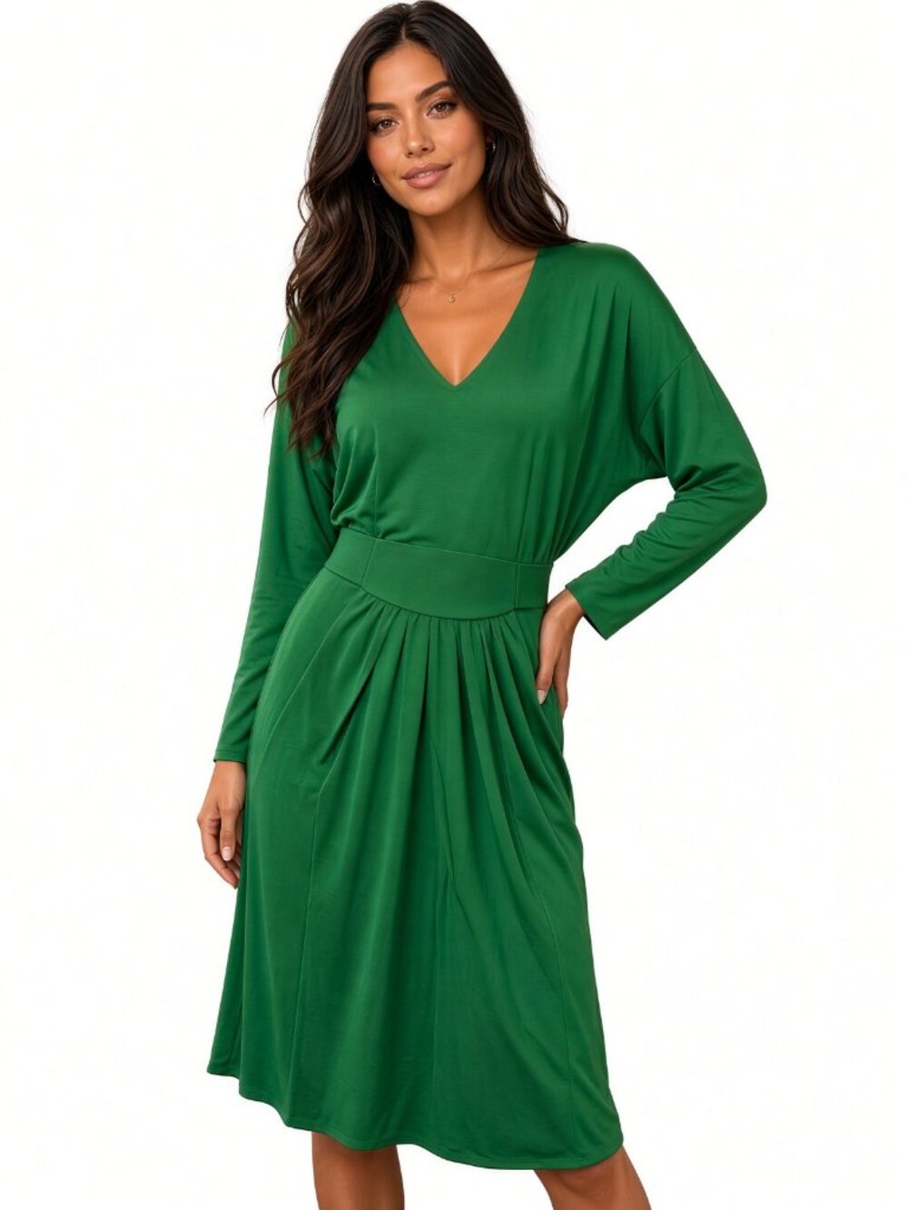 ISSA London Y2K Jersey Pocket Dress Long Sleeves 1 DJVI 0909ST Kelly Green New